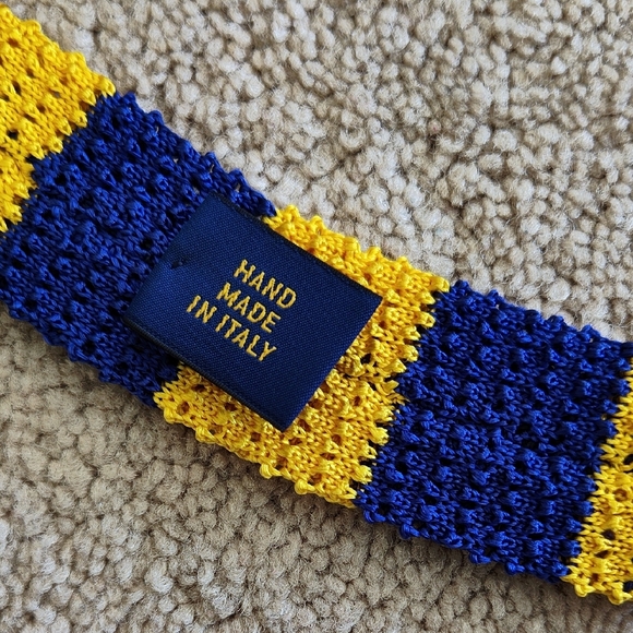 Polo Ralph Lauren Yellow and Blue Striped Knit Tie - Picture 2 of 8